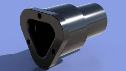 CAD-Modell einer Zentrierglocke, wie sie spter auch auf der CNC-Maschine bzw. -Frse gefertigt wurde. Der Zentrierring ist austauschbar.